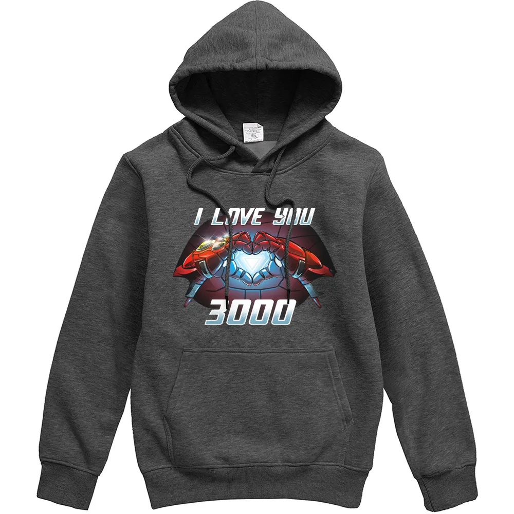 Superhero Iron Man Tony Stark Hoodie Men Autumn Winter Printed I Love You 3000 Pullover Fashion 1