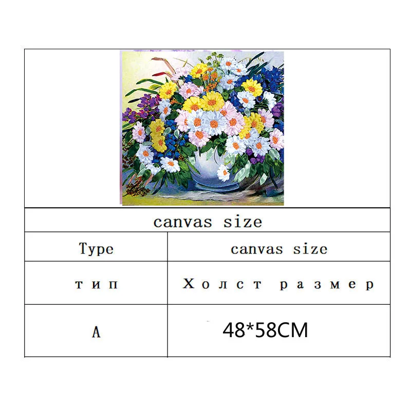 В виде цветущей ромашки ваза шелковая лента вышивка 3D холст картина атласная Вышивка крестиком комплект вышивка рукоделие подарок DIY home wall dec