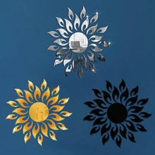  3D Mirror Sun Flower Art Removable Wall Sticker Acrylic Mural Decal Home Room Decor Hot 