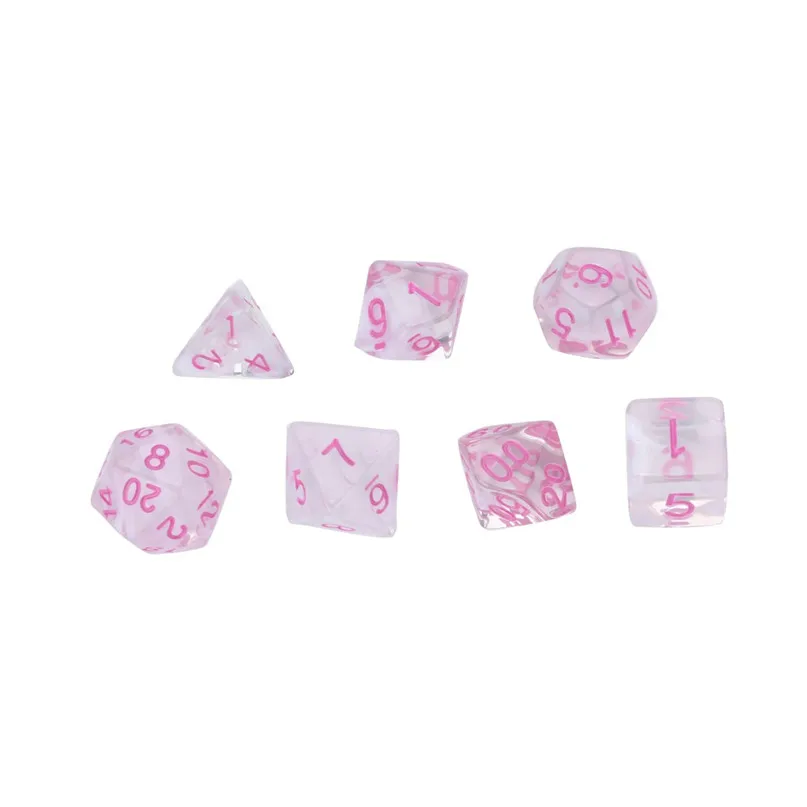 7Pcs For Party Game Dungeons & Dragons Polyhedral D4-20 Multi Sided Acrylic Dice for TRPG game lovers #2p09 (13)