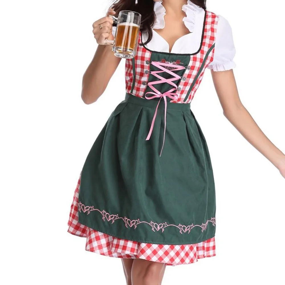 New Woman Dresses Germany Oktoberfest Carnival Fancy Costumes Beer Girl Cosplay Uniform Bavarian Dirndl Dress Vestidos AA5