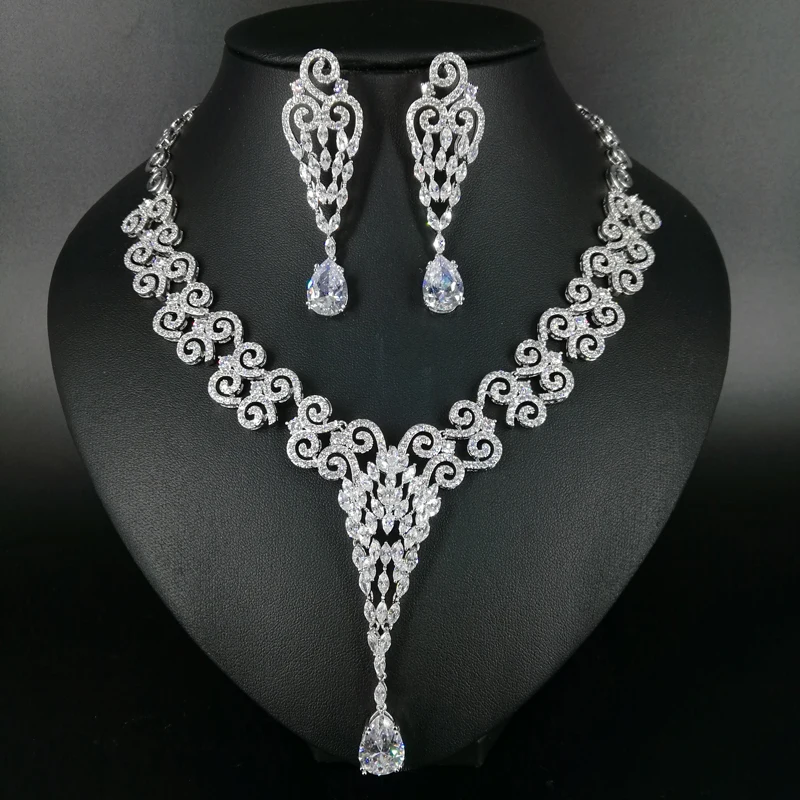

NEW FASHION vintage palance crystal zircon necklace earring wedding bride banquet formal dress popular jewelry set free shipping