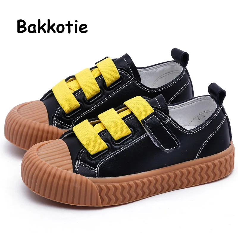 

Bakkotie 2019 Autumn Kids Casual Shoes New Girls Fashion Leather Sneakers New Baby Boys Black Breathable Brand Soft Shoes