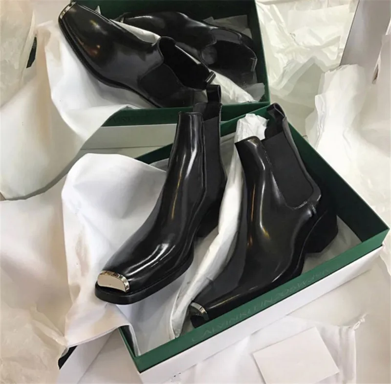Женская обувь с квадратным носком Zapatos Mujer черная из натуральной кожи уличная
