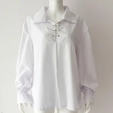 Белая средневековая рубашка мужская с длинным рукавом на шнуровке бинты викторианская винтажная рубашка размера плюс стимпанк одежда уличная топ в готическом стиле