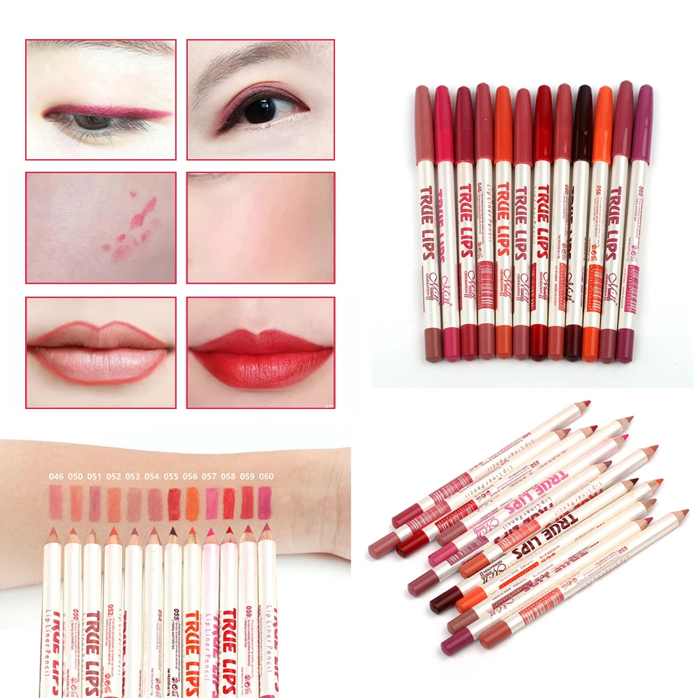 12 Colors/set Lip Liner Multi purpose Waterproof Lip Lipstick Pencil