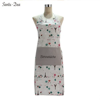

KA005 New Qualified Cute linen apron, back cross wrap apron is suitable for Women Lady Apron With Pocket For Kitchen Cooking