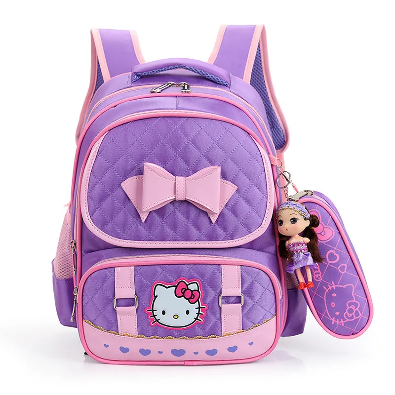 Школьные сумки с героями мультфильмов, рюкзаки, детские школьные сумки, высококачественный рюкзак принцессы для девочек 1-3 класса, Mochila Infantil - Цвет: purple