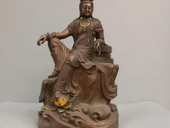 

19'' China Tibet Bronze Guanyin Kwan-yin Bodhisattva Sit Bronze Statue