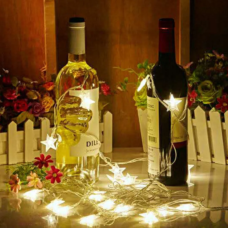 4 м 40 теплая белая Гирлянда, Рождественские огни, работающий от аккумулятора, светодиодный гирлянда, сказочные огни, Guirlande Lumineuse, светодиодный, свадебные украшения - Испускаемый цвет: 12 stars