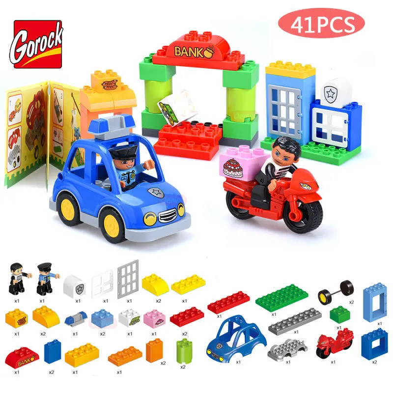 

Gorock 41PCS Large Particles City Police Station Policeman Arrest Thief Model Building Block Educational Toy Compatible Duploe