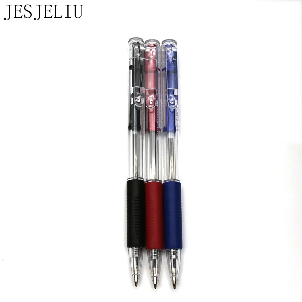 

1PC Plastic Ball-point Pen Red, Blue And Black Colors Ballpoint Custom Transparent Ballpoint Pen Stationery