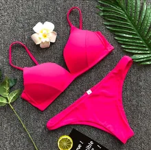 Sexy Thong Brazilian Bikini Set Push Up Bathing Suit Women Swimsuit V Neck Bikinis 2018 Mujer Black Red Blue Swimwear Badpakken