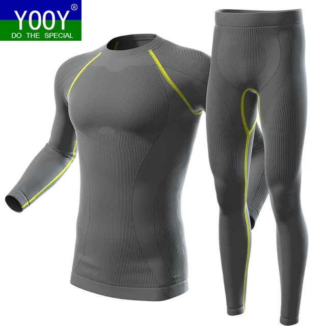 YOOY Men's Winter Gear Ski Thermal Underwear Sets Long Sleeve Top