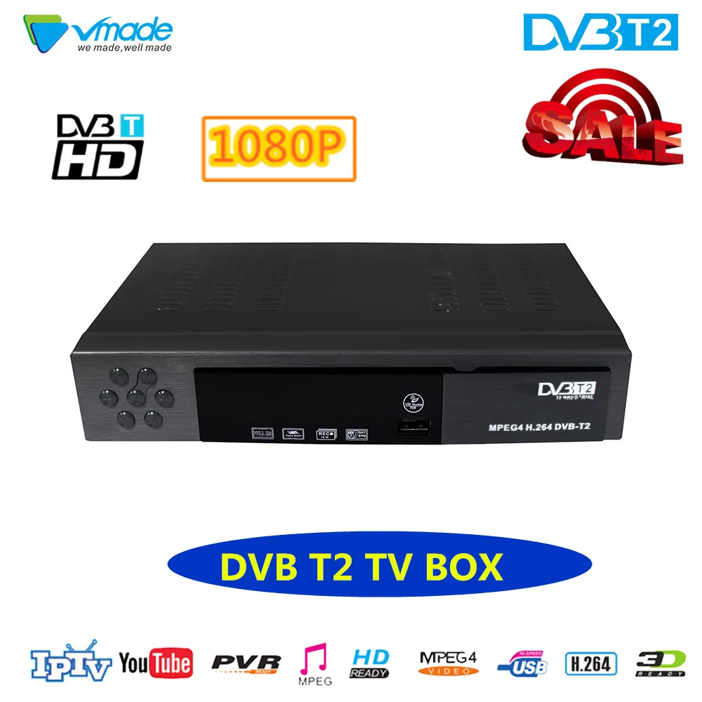 DVB T2 тюнер приемник ТВ коробка DVB-T/T2 эфирный приемник H.264 MPEG-4 полностью HD цифровая телеприставка поддержка мультимедийный плеер