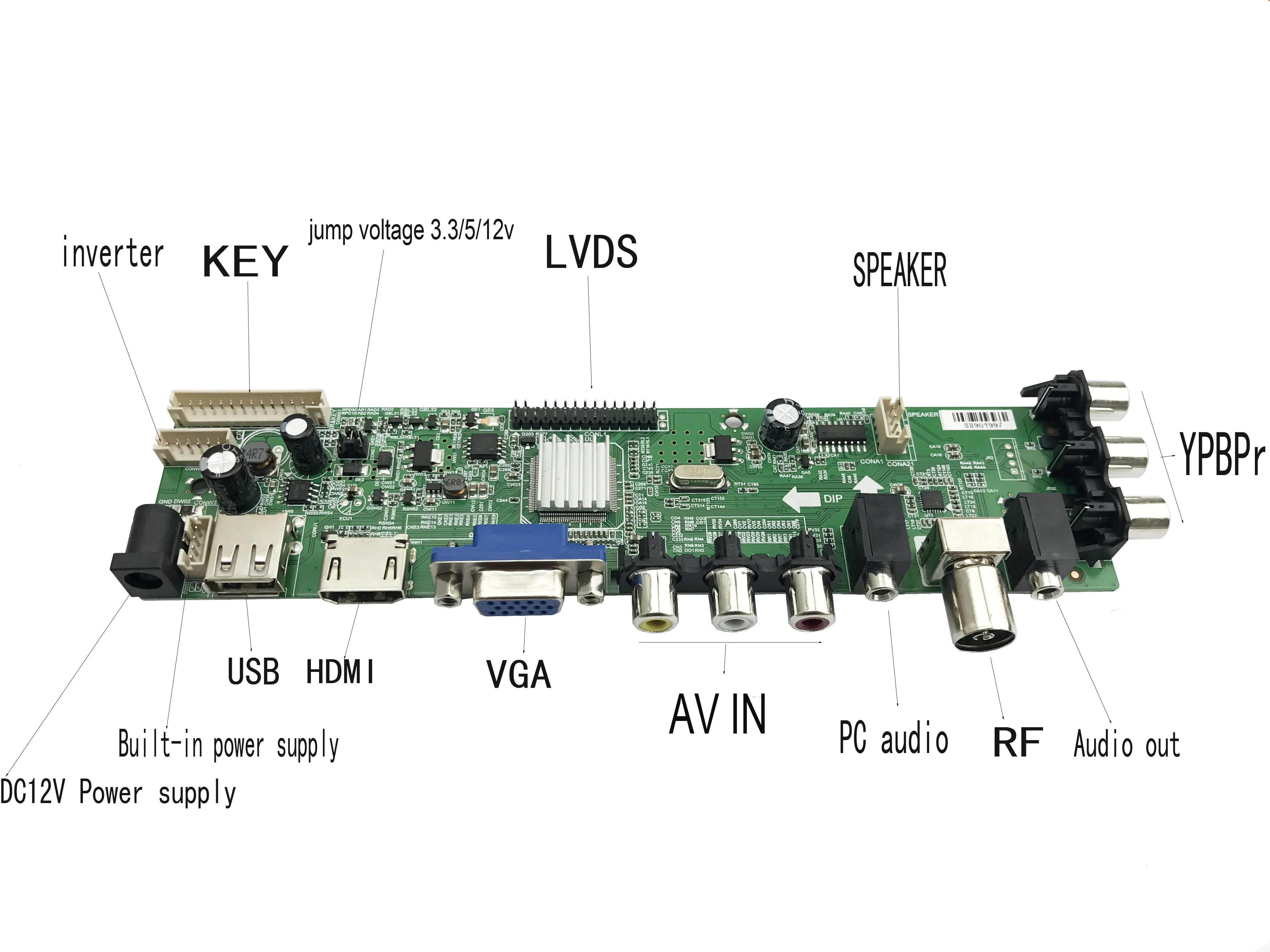 D3663lua ds a8 Универсальный светодиодный ТВ-плата цифровой сигнал DVB-C DVB-T/T2 ЖК-светодиодный ТВ-контроллер драйвер платы полный комплект для экрана 15,6"