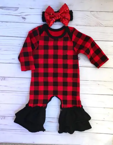 tartan romper baby
