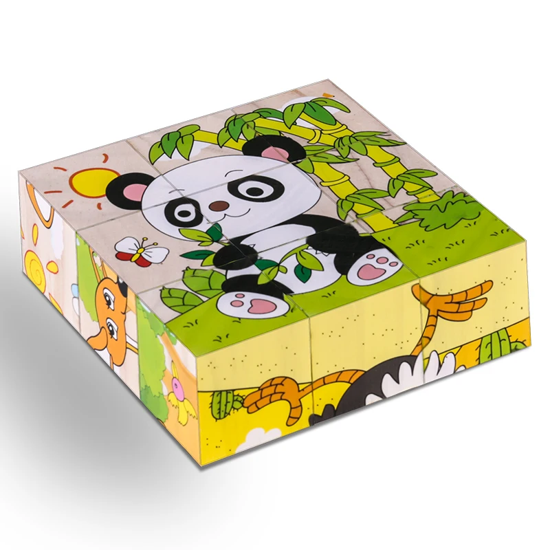 

High Grade Six-face Picture Wooden Jigsaw 3D Puzzle Toys Children's Early Educational Toy Cube Jigsaw Puzzle Baby Kids Gifts