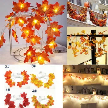 

2018 New Hot 3meter 20LED Lighted Fall Autumn Pumpkin Maple Leaves Garland Thanksgiving Decor Home Decoration