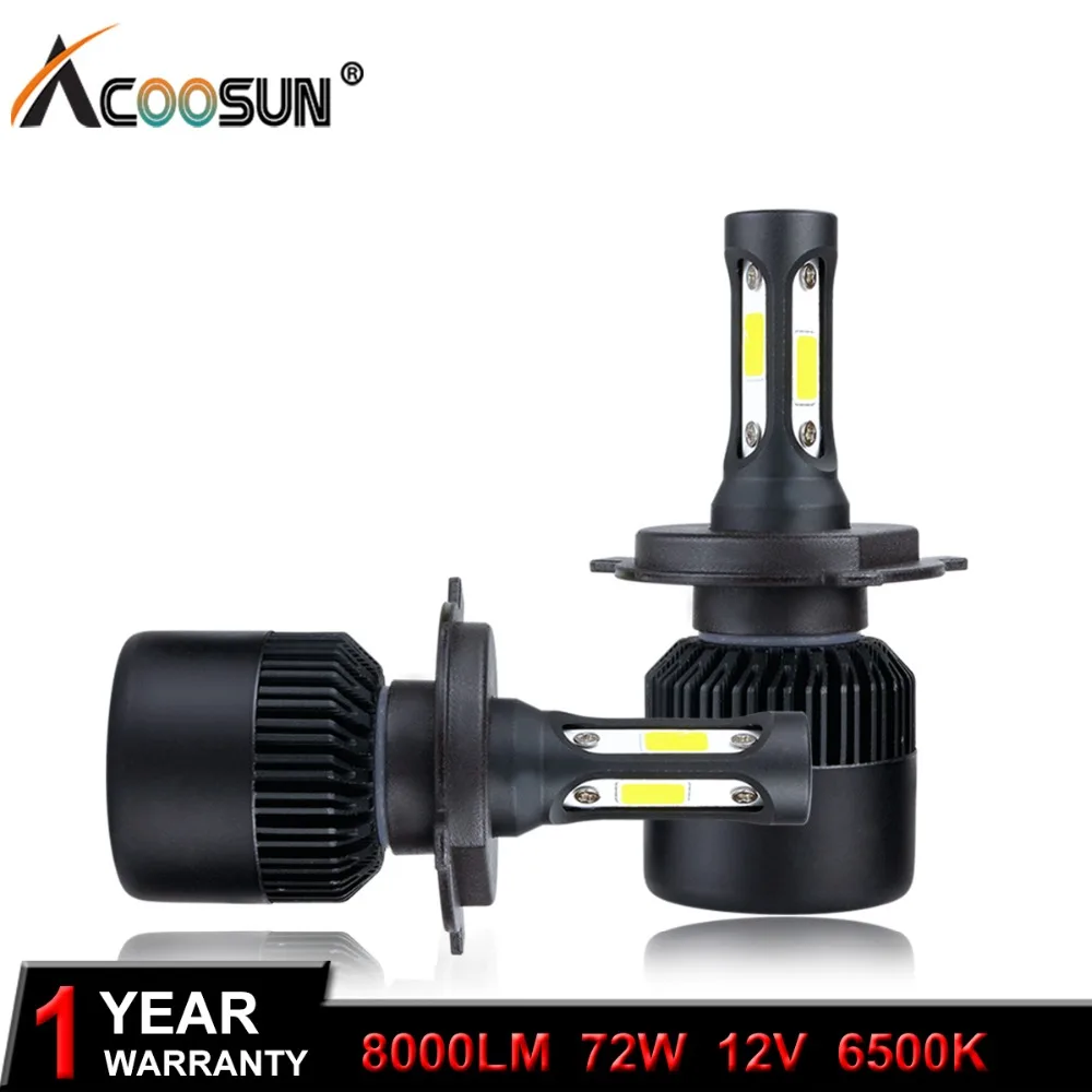 

AcooSun 72W 8000LM H7 H4 LED H11 H1 H3 9005 9006 9012 Car LED Headlight COB Chip Auto light Fog Lamp Hi-Lo Bulb 6500K Pure White