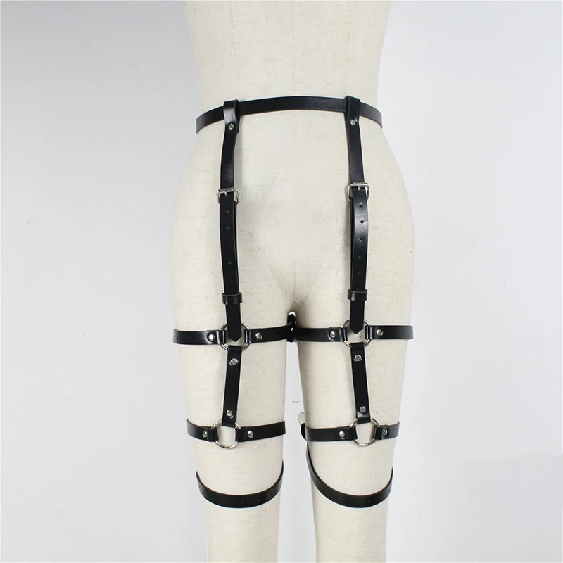 

Double Layer Tight Harness Garter Women Black Pants Stockings Belts Adjustable Straps For Female Punk Gothic Waist Bondage Belts