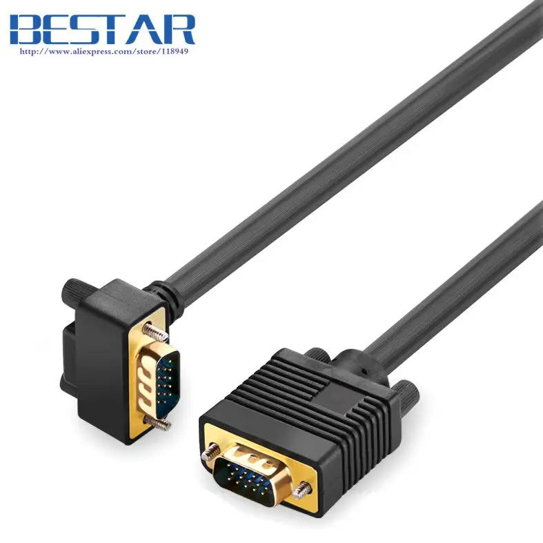 90 градусов вниз угловой VGA 3 + 9 RGB 15Pin папа-папа проекторы кабель для монитора 1 м 5 2 10
