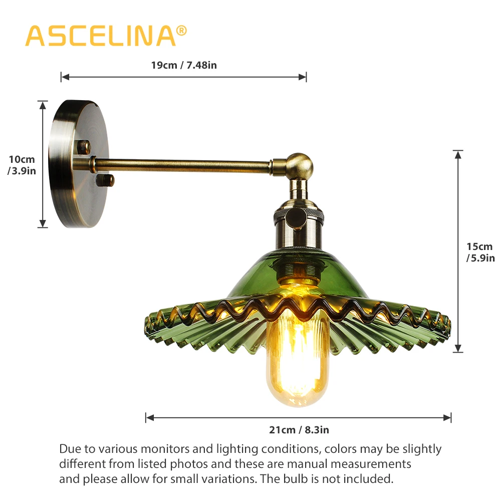 Стеклянная настенная лампа ASCELIN, домашний Ночной светильник, настенный светильник Эдисона для спальни, старинная бронзовая Ретро лампа, креативный современный декоративный светильник