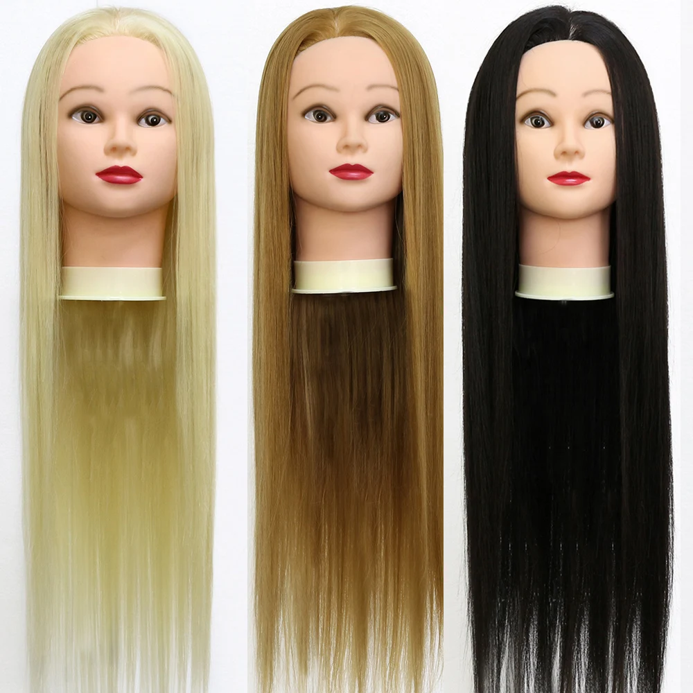 

Blonde White Long Hair Practice Mannequin Head For Barber Hairdressing Wig Dummy Doll Training Heads For Hairstyles With Stand