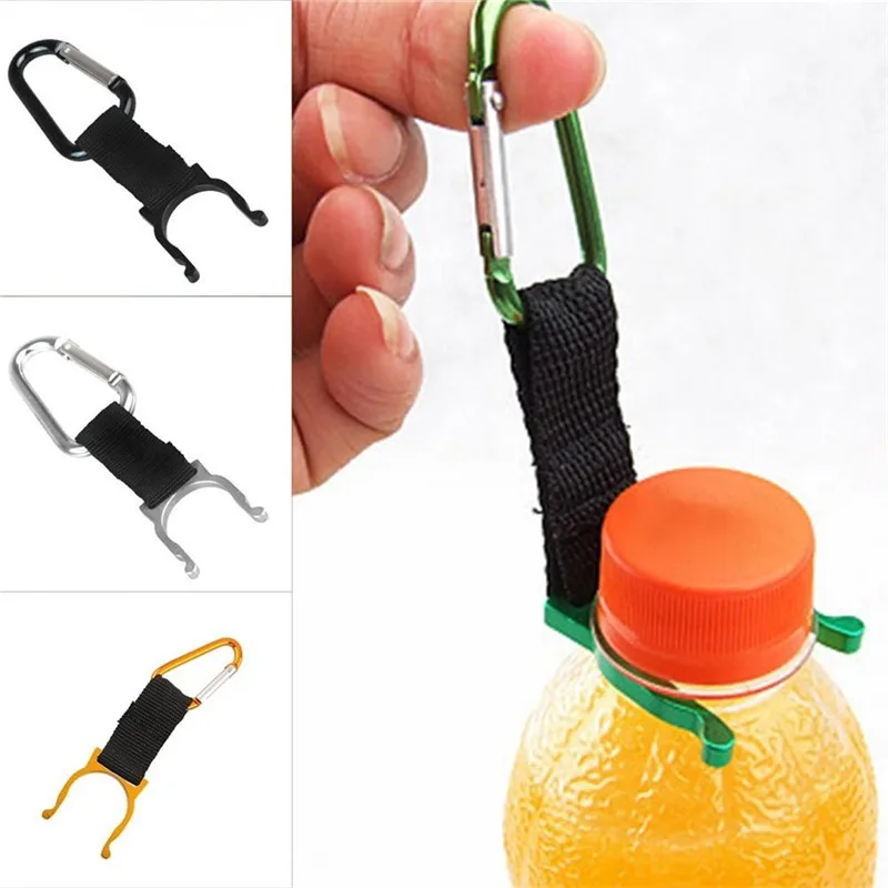 

2pcs Camping Carabiner Water Bottle Buckle Hook Holder Clip Camping Hiking Traveling Tools Mineral Water Bottle Shackle D shape