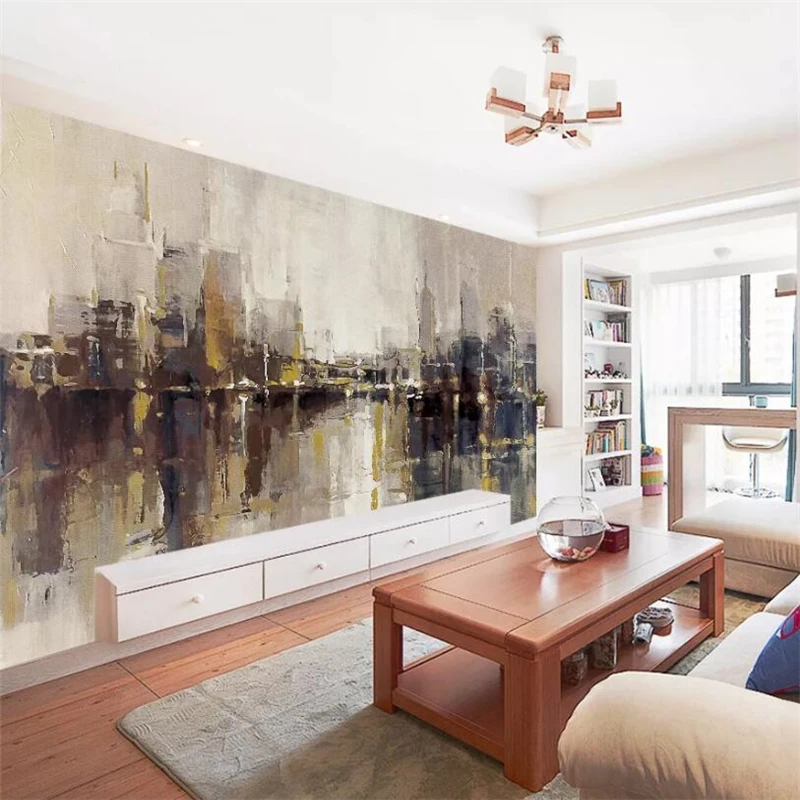 

beibehang Custom wallpaper 3D photo mural city landscape abstract retro European pure hand-painted oil painting urban wallpaper