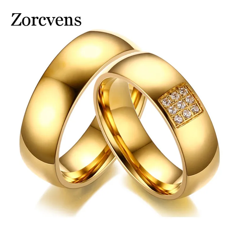Zorcins 2020 простая Свадебная искусственная элегантная AAA CZ камни Золотое кольцо