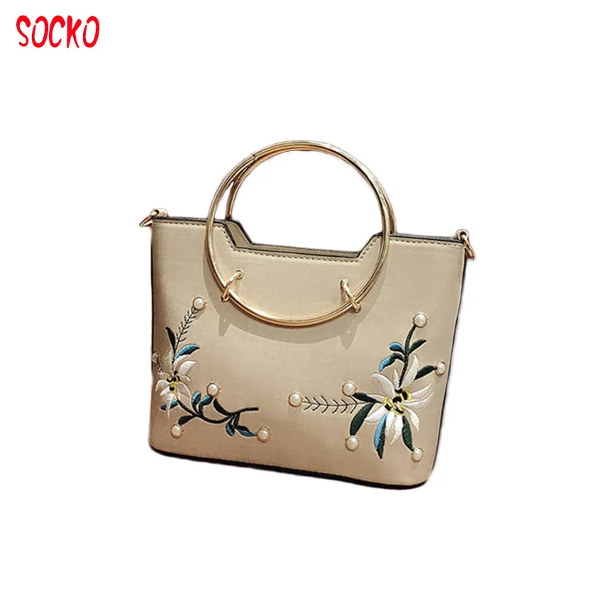 Hot New 2018 Korean Fashion Handbags Ironhand Ring Handbag Shoulder Diagonal Package Embroidery Small 40D | Багаж и сумки