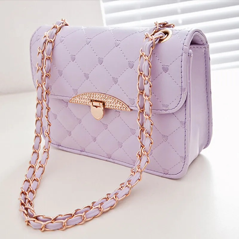 Fashion New Korean Style Women PU Leather Shoulder Bag Metal Chain