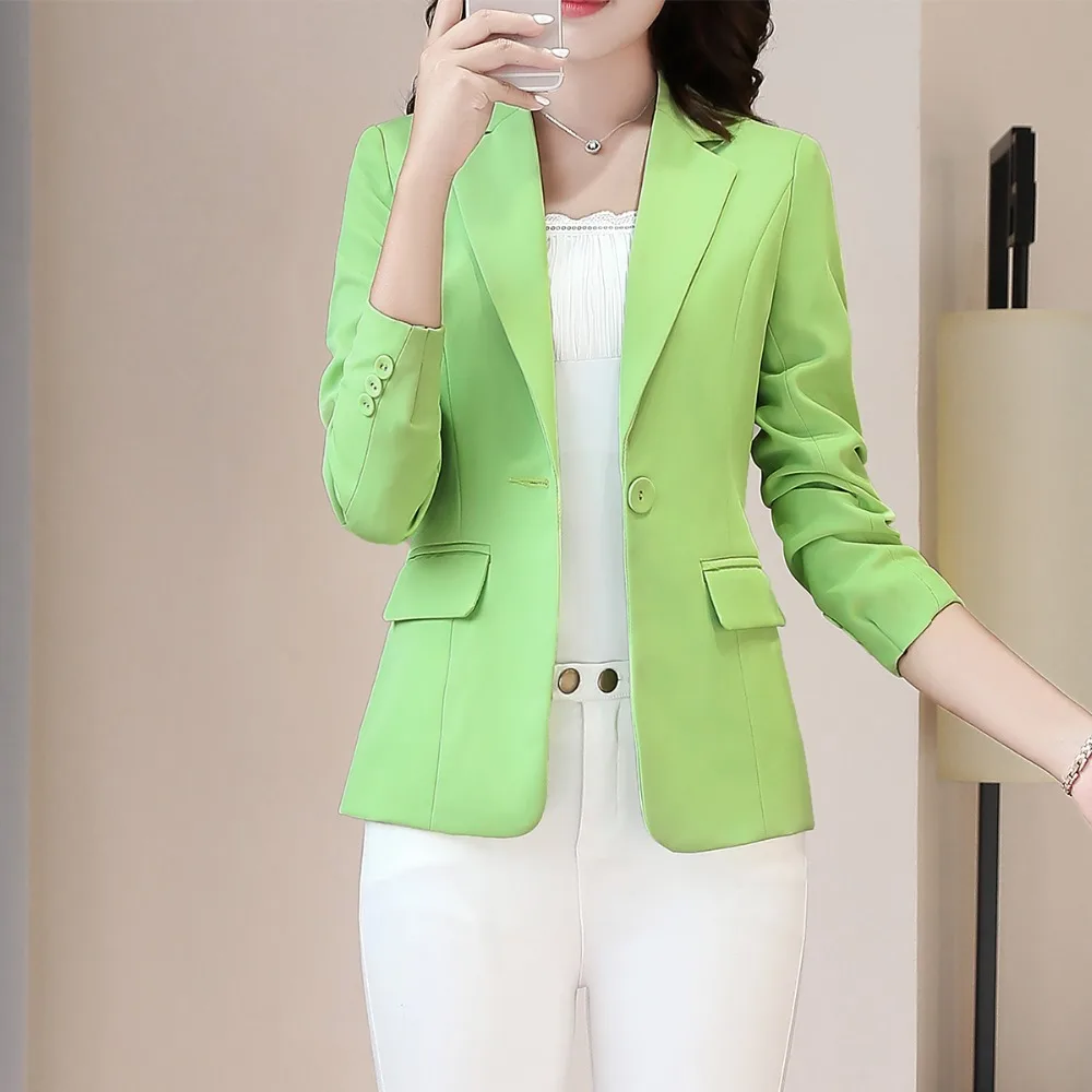 

New Plus Size 4XL Women Coats Blazer Jackets Spring Summer Long Sleeve Girl Green Pink Dark Blue Jackets Office Blazer