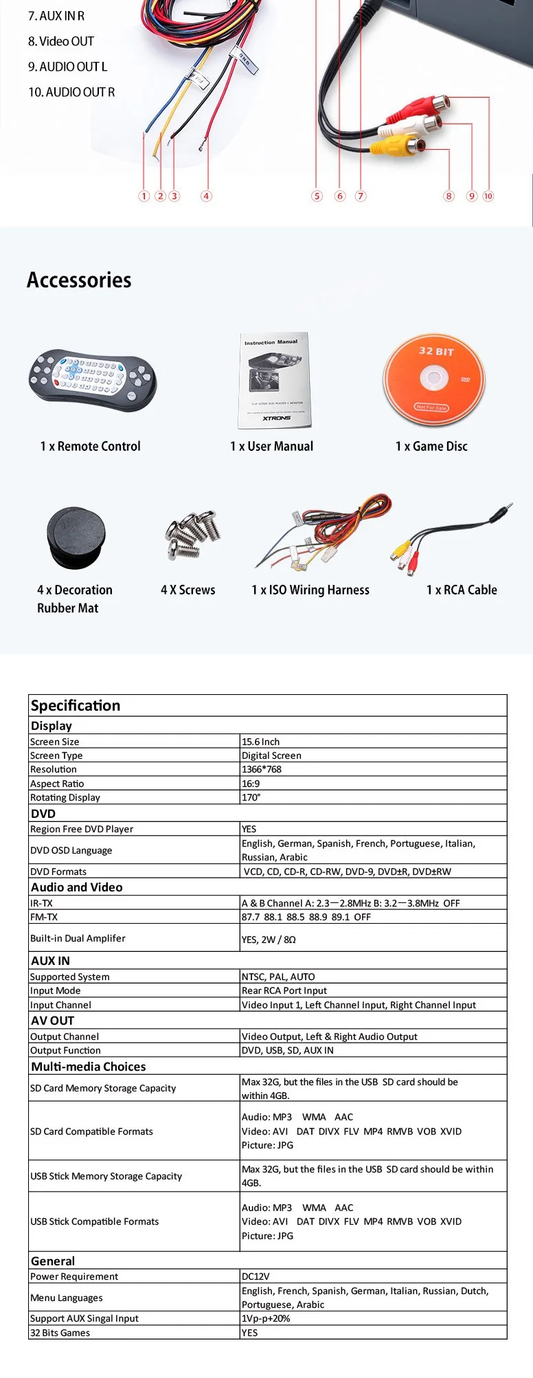 Top Grey 15.6" inch HD Car Roof DVD Player with 1366*768 Resolution/170 Max Open Angle/Built-in IR & FM/32-Bit Games 7 Top Grey 15.6" inch HD Car Roof DVD Player with 1366*768 Resolution/170 Max Open Angle/Built-in IR & FM/32-Bit Games 7