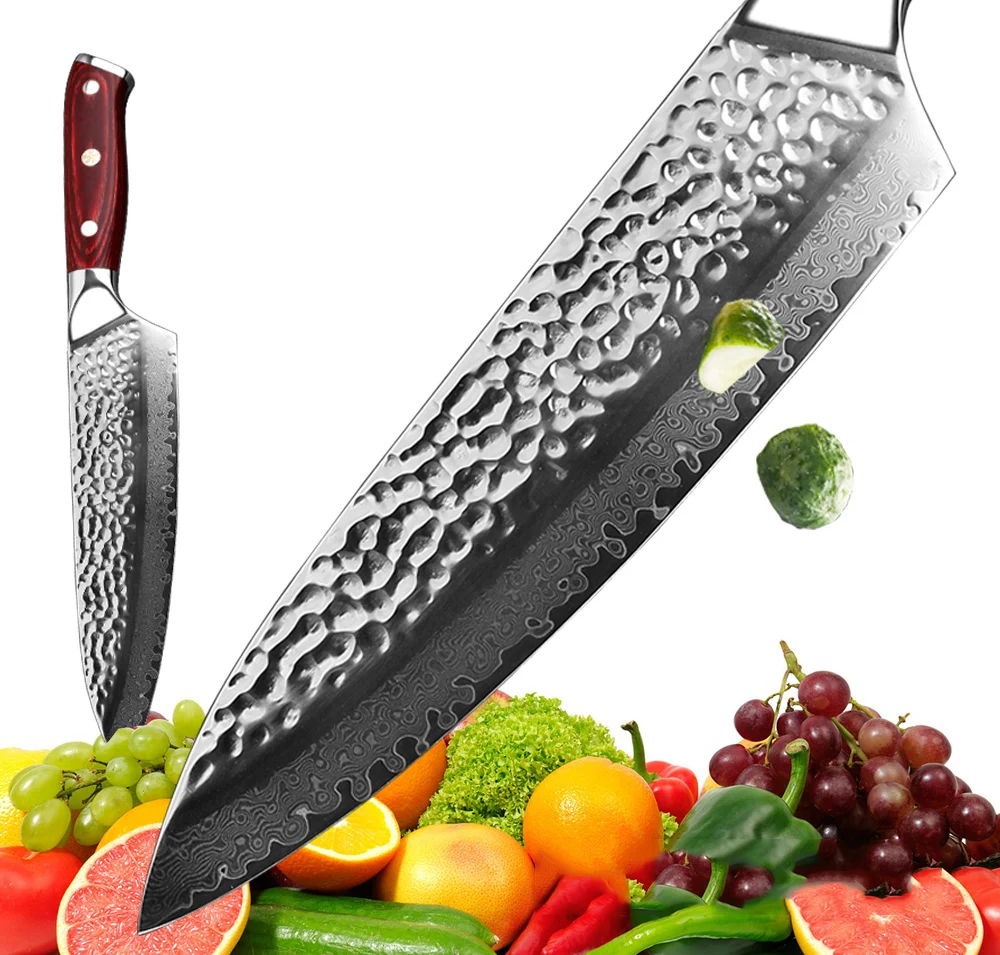  XITUO 7.5 In Damascus Chef Knife Handmade Forged 67 Layer Damascus Steel Blade Kitchen Cleaver Sash - 33009092326