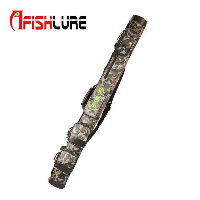 Сумки для удочек Afishlure, 1,2 м/1,3 м/1,45 м, двойная открытая трубка, сумка через плечо, водонепроницаемая холщовая черная/камуфляжная - Цвет: Camouflage 1.2M