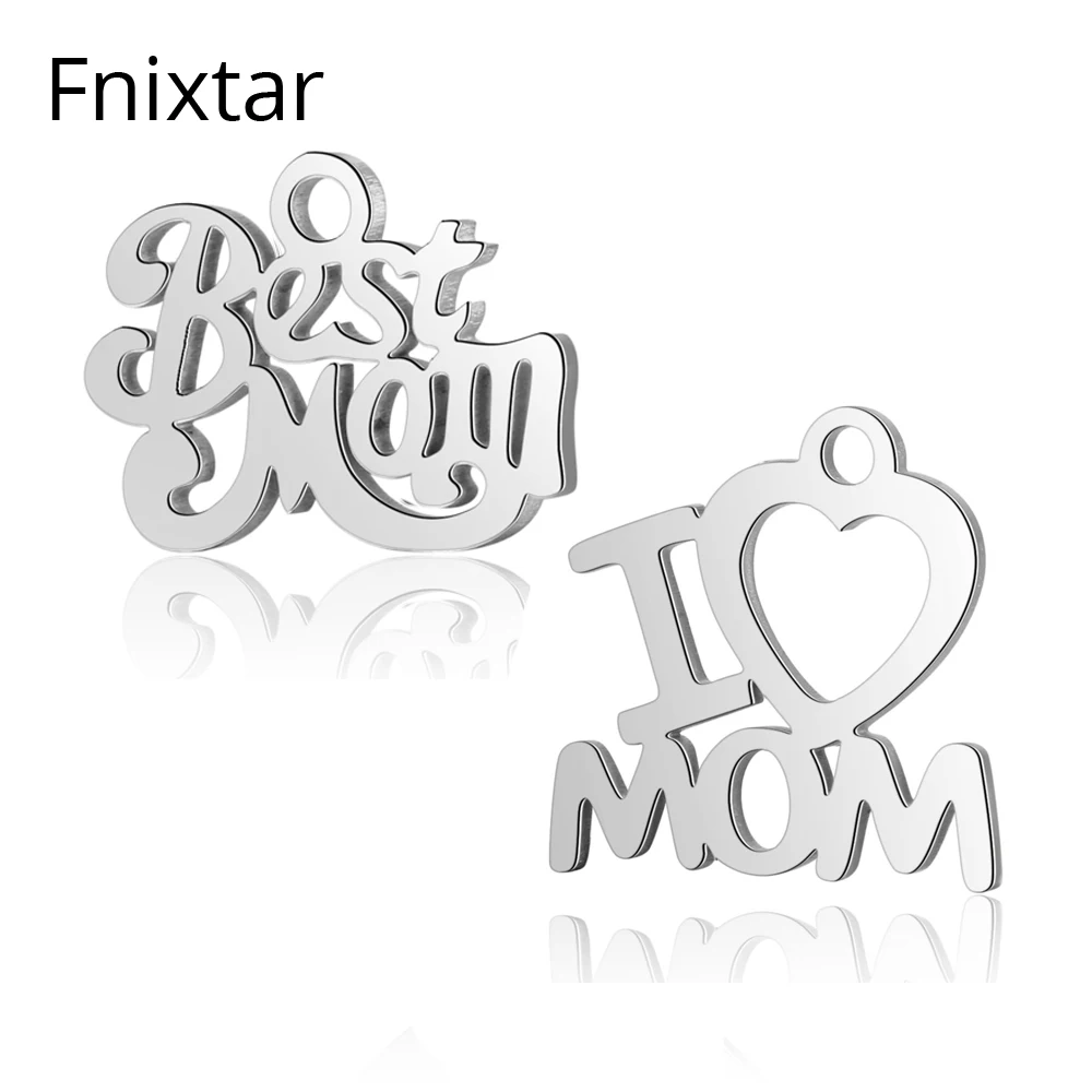 Fnixtar 316L нержавеющая сталь мама сердце буквы металлический кулон для изготовления