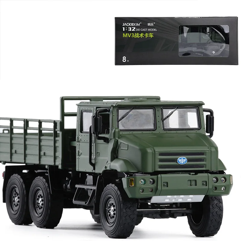 

JACKIEKIM 1/36 Scale Military Model Toys Faw Jiefang Mv3 Tactical Truck Sound&Light Diecast Metal Car Model Toy For Gift/Kids