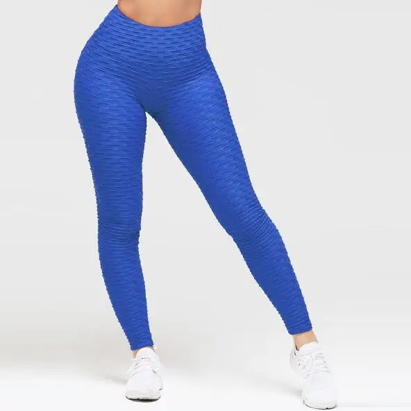 Yoga pants High Waist Push up Fitness Leggings Women Running Sports Trousers Solid High Elastic Sport gym legging spor tayt - Цвет: Blue