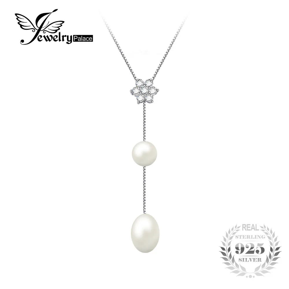 

JewelryPalace Flower Round 6.5mm Freshwater Cultured Pearl Box Chain Choker Strand Beads Necklaces For Women 925 Sterling Silver