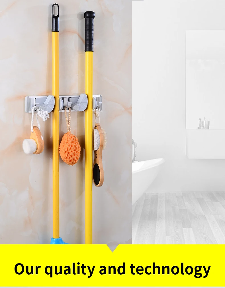Micoe настенный mop rack крюк для швабры из алюминиевого сплава ABS серый без ударов установка с крюком