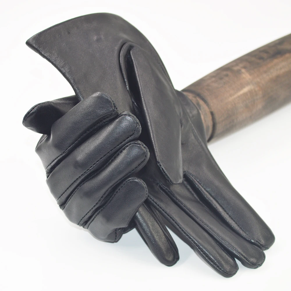 2019 Натуральная овечья кожа перчатки из натуральной кожи женские черные овчины Натуральная зимние кожаные перчатки теплые мягкие перчатки