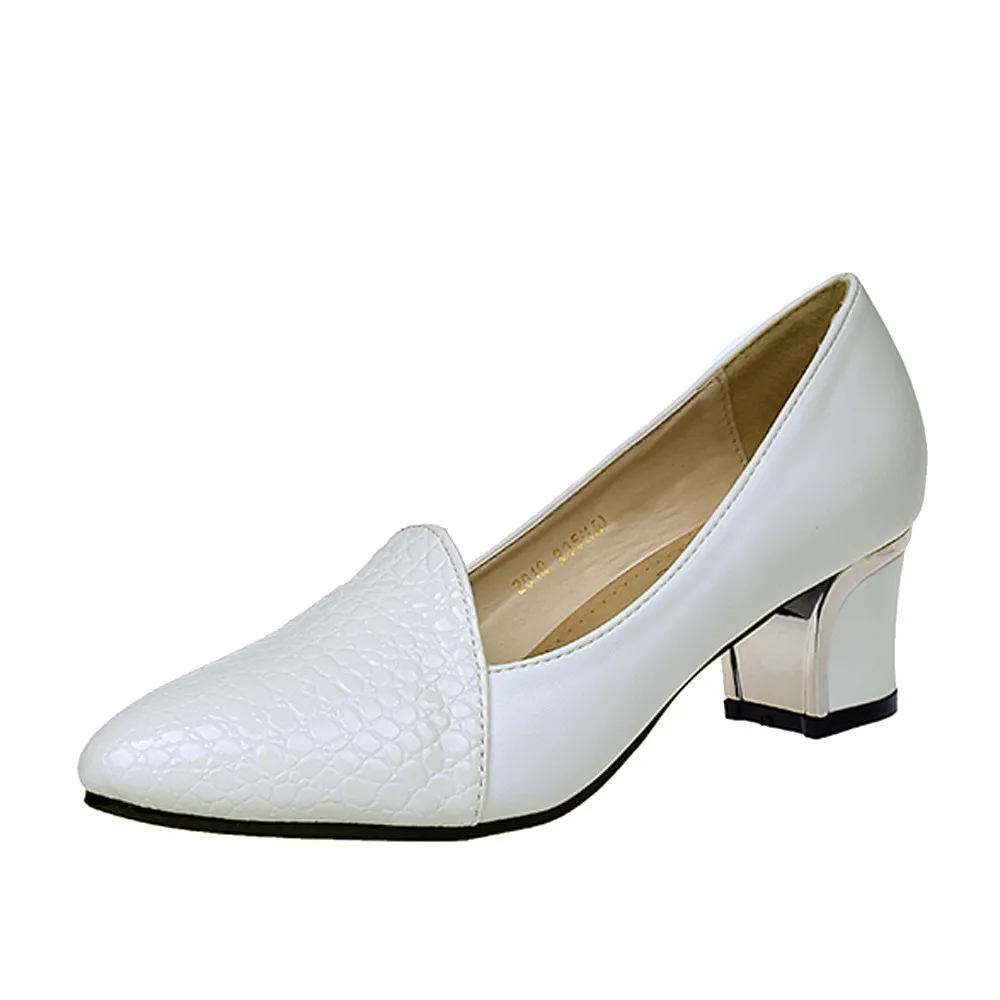 Женские классические туфли на высоком каблуке с закрытым носком; женские белые свадебные туфли; модные вечерние туфли-лодочки на Высоком толстом каблуке; обувь