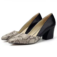 Snakeskin Pattern Women Pumps Sexy Pointed Toe Microfiber Leather High Heels Shoes Woman Zapatos Mujer Tacon
