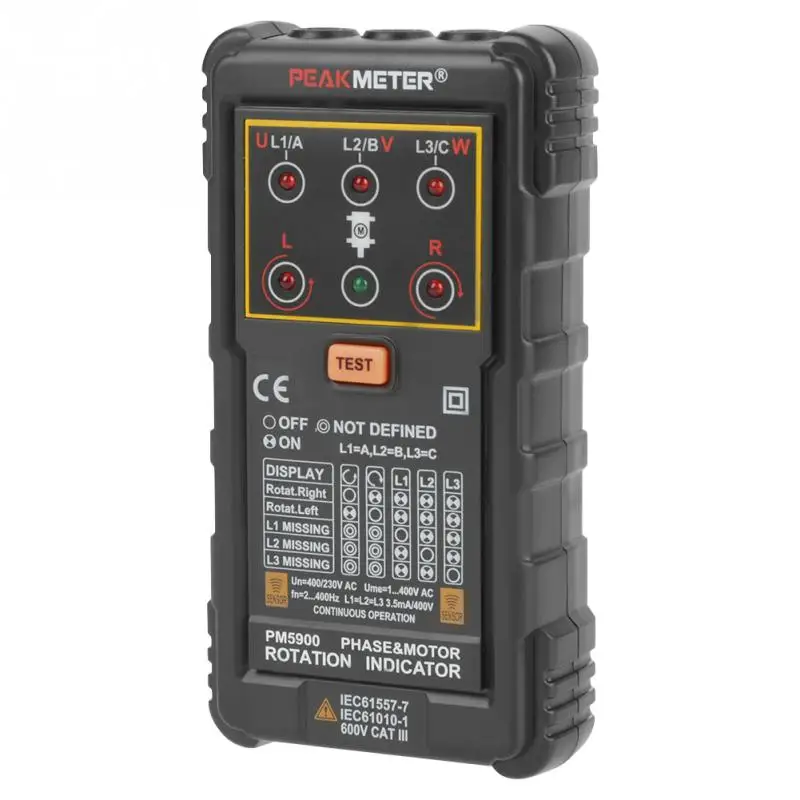 Портативный ручной трехфазный тестер PEAKMETER MS5900 для поворота двигателя