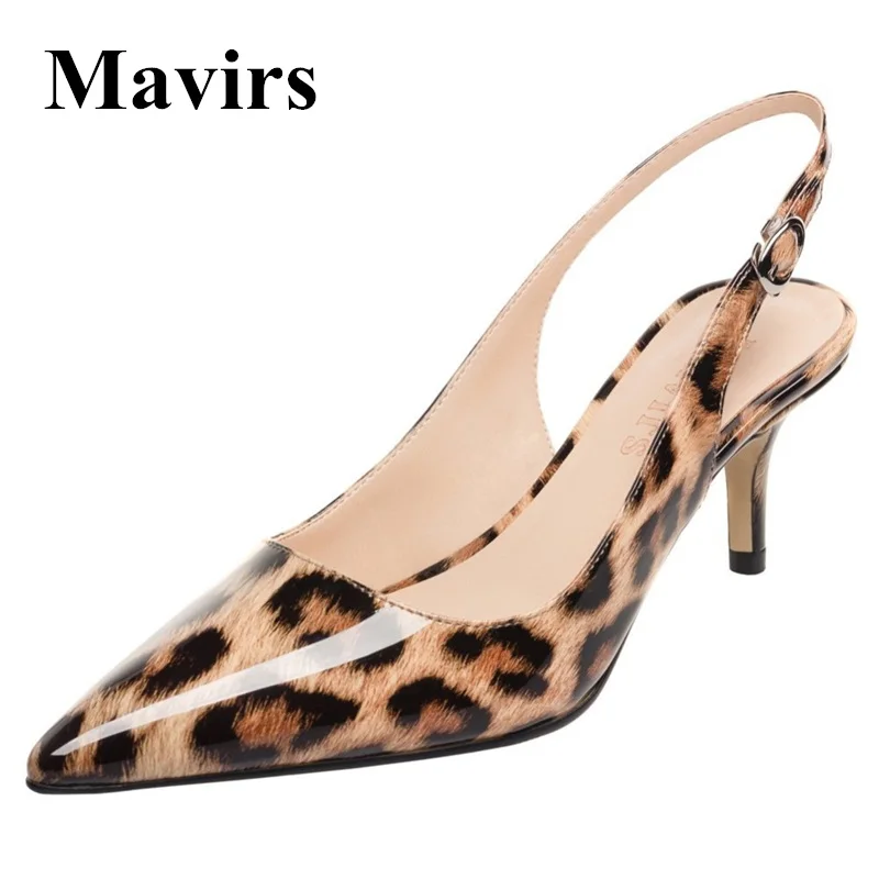

MAVIRS Brand Women Pumps 2018 Spring Pointed Toe Leopard Patent 6.5CM High Heels Stilettos OL Dress Party Shoes US Size 5-15