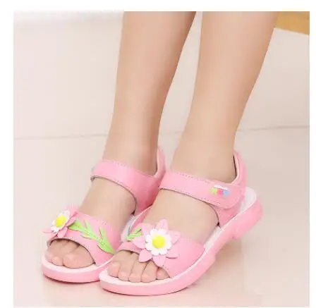 New Fashion Summer Girls Sandals Rhinestone Princess Dress Shoes Flip Flops With Elastic Band Beach Sandals Leather Shoes