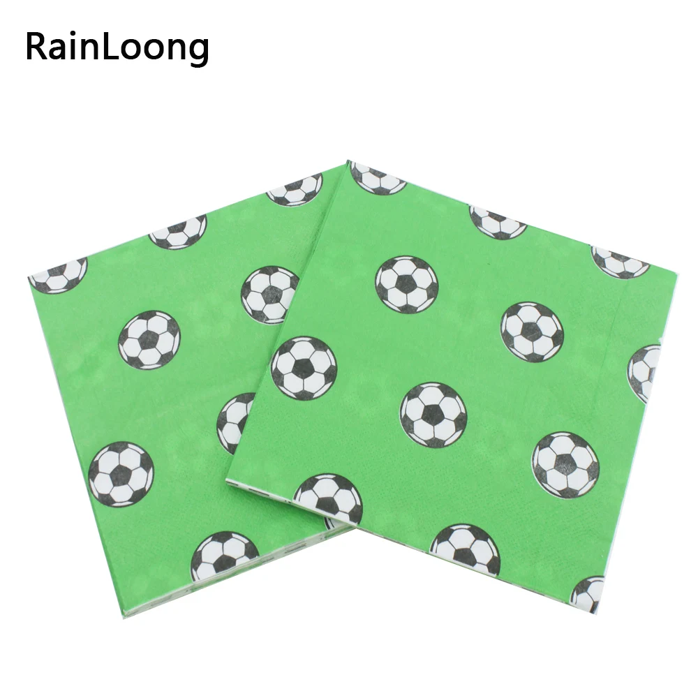 

[RainLoong] Printed Football Paper Napkin Sport For Party Tissue Dinner Napkins Supply Party Decoration 33*33cm 20pcs/pack/lot