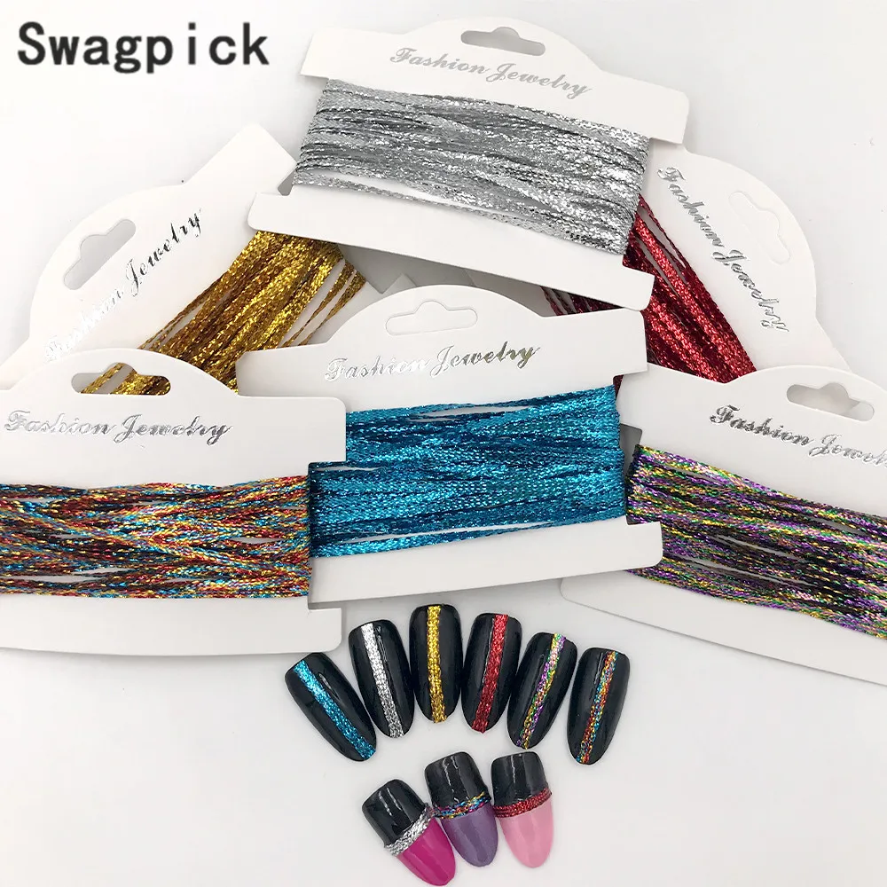 Swagpick 1 сумка для маникюра Русалка шелковая нить сделай сам украшение для ногтей с черными полосками высококачественные аксессуары инструменты для дизайна ногтей
